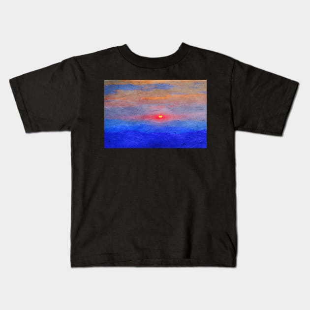 Paper-textured Sunset Kids T-Shirt by WesternExposure